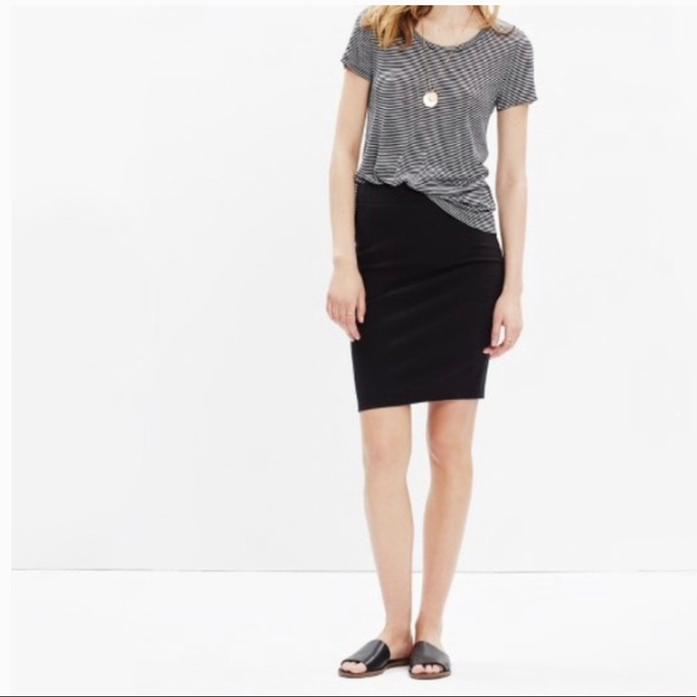 madewell city skirt - black ponte pencil skirt